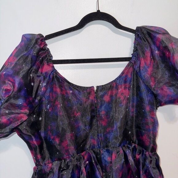 Cosmic Aura Galaxy Print Puff Sleeve Dress XL Hot Topic - Picture 9 of 10